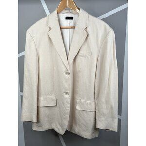 Theory Linen Galena Boxy Blazer Womens Small XS/S Cream Oversized Jacket